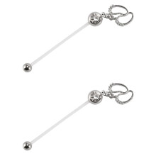 2X Flexible Pregnancy Maternity Belly Navel Bar Ring Body Piercing Baby Feet White