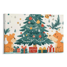 Canvas Print Baby's First Christmas Art, Tree & Stars Design, 8x12in Wall Art for Living Room – Compatible with Standard Frames