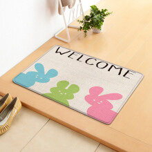 Happy Easter Doormat 40x60cm, Non-Slip Diatomaceous Earth Mat, Absorbent & Quick-Drying Bunny Welcome Mat for Front Door