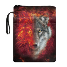 Wolf Bible Cover Easy Carry Book Case Polyester Fabric Zipper Books Sleeve with Pocket for Prayer Outdoor Study for Christian Bag