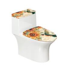 Polyester toiletbrilhoes met zonnebloem- en kolibriemotief voor de badkamer, thuis, vakantie en als stofhoes voor de toiletbril (set van 2).