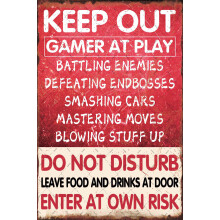 Funny Gamer "Keep Out" Sign – Do Not Disturb, Enter at Own Risk, Compatible with Gaming Room, Aluminum, 8x12 in