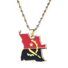 Collana con ciondolo a forma di bandiera, gioielli africani, mappe del paese dell'Angola per donne e uomini
