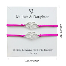Mother & Daughter Heart Wax Wire Braided Bracelet – Adjustable Parent-Child Jewelry, 16PCS Kit, Compatible with Teens