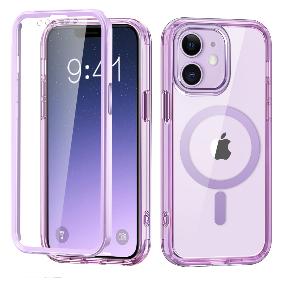 Allytechgroup Iphone 11 Case With Screen Protector, Magsafe-Compatible Transparent Shockproof Drop-Proof Case – Light Purple 9028731271446