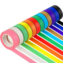 12 Stück farbiges Masking Tape, Kinderkunstbedarf, Bastelband, farbige Klebebandrollen, farbiges Malerband, 1,7 cm x 12 m (2/3 Zoll x 13 Yards)