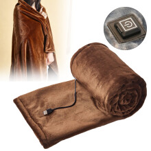USB Heated Throw Blanket Coffee 32x40 Inch Washable Cordless