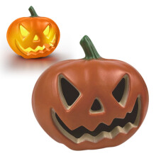 LED-Kürbislaterne – 1 leuchtende Kürbislaterne, leicht und tragbar für gruselige Halloween-Gartendekoration, kompatibel mit AA-Batterien
