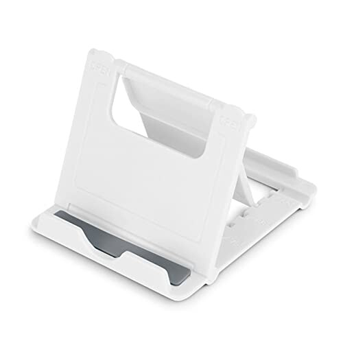 Adjustable Phone and Tablet Stand, Foldable Desktop Holder with AntiSlip Pads, White