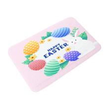 Easter Door Mat for Outside Entry – Non-Slip, Washable, Flannel, Bunny & Egg Design, 15.74x23.62 Inch