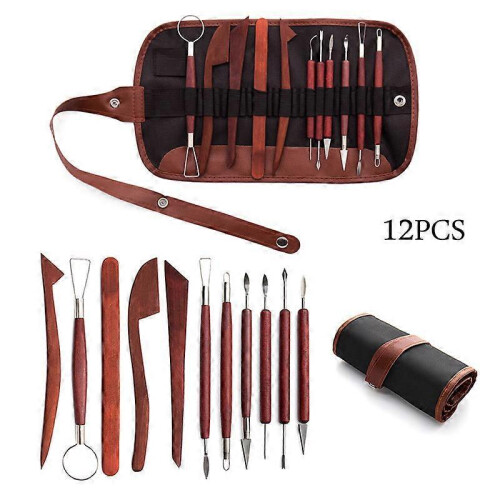 (12PCS) 11/12/23Pcs Polymer Clay Tools Modeling Clay Sculpting Tools Kits for Pottery Sculpture Wooden Dotting Tools