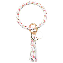 Fashion Trend Large Leather Bracelet Tassel Round Keychain Ring Jewelry Wristban adjustable beaded bracelet for women, 2PCS