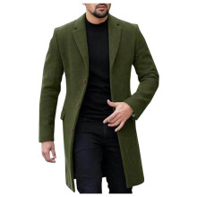 Herretrenchcoat Slim Fit Herrevinteruldoverfrakke Lang Jakke Stilfuld Anorak Overtøj til Koldt Vejr
