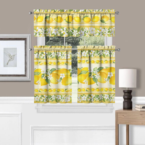 Lemon Kitchen Curtains Set 3-Piece 54x36 inch
