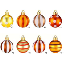 24 PCS Christmas Ball Ornaments for Tree, 1.2" Hanging Ornaments Plastic Orange Brown Ball, for Holiday Indoor Outdoor Party Supplies