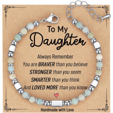 Gifts for Daughters, Gifts for Ladies, Easter Baskets, Small Gemstone Beaded Bracelets Ladies Gifts Trendy Pieces with Inspirational Cards
