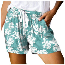 Womens Casual Shorts Comfy Elastic Waist Drawstring Pocket Shorts Pants