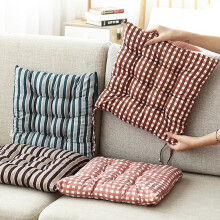 Chair Cushion Pads - Striped Dining Kitchen Office Chair Seat Cushion with Ties - Durable Cotton Fabric Cover - Indoor Use, 16x16 in