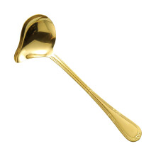 Stainless Steel Saucier Drizzle Spoon with Pour Spout, 8" Long Handle Ladle for Sauces, Gravies, Chocolate – Gold, Mirror Polish