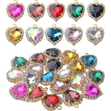 20pcs Cubic Zirconia Alloy Charms Heart Shaped Rhinestone Pendants Crystal Beads Pendant Charms for DIY Jewelry Making Bracelet Necklace Earring Acces