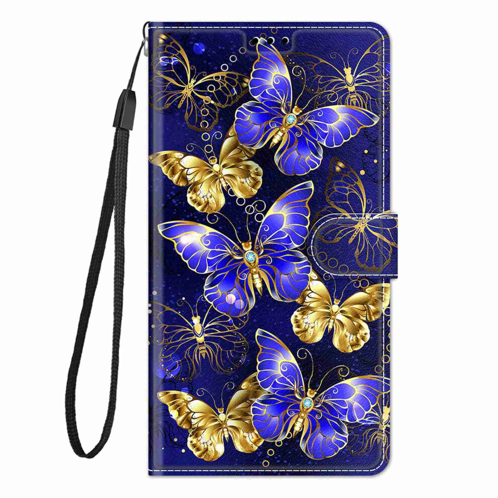 Google Pixel 7 Wallet Case – Shockproof Pu Leather Flip Cover With Wrist Strap, Magnetic Card Slots, Stand & Butterfly Design Golden 9028731272221