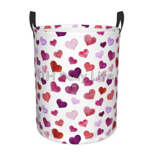 Red Love Hearts Print Laundry Hamper Dirty Clothes Laundry Basket Large Foldable Storage Baskets Home Laundry Hamper Gifts