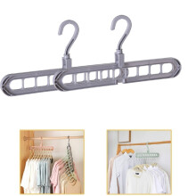 Magic Space-Saving Clothes Hangers, 9-Hole Foldable Closet Organizers, 2-Pack Gray – Compatible with Standard Racks