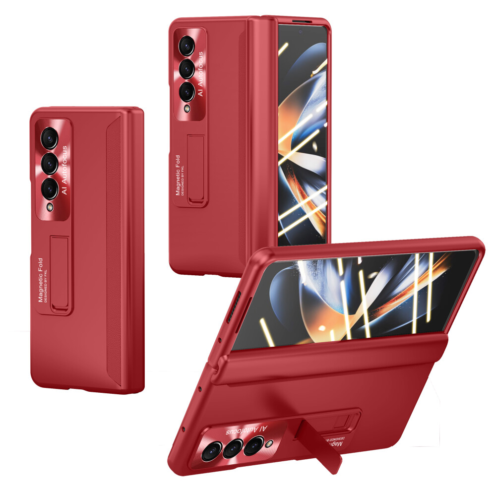 Hard Pc Case For Samsung Galaxy Z Fold4 5G (2022) With Screen Protector, Hinge Protection & Kickstand Red 9479868413955