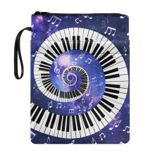 Piano Design Polyester Book Cover with Zip - 22 x 29 cm