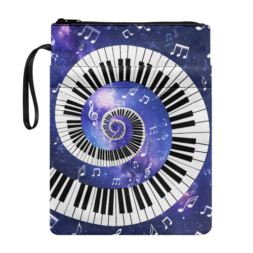 Piano Design Polyester Book Cover with Zip - 22 x 29 cm