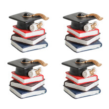 NICEXMAS Durable Resin Cake Decorations Black Book Shape Ornaments for Graduation Birthday Parties 4pcs