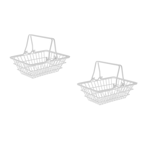 2Pcs Compact Silver Wire Basket Storage Container for Desk Use 2