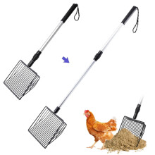2-in-1 Stretchable Chicken Poop Scooper with Long Adjustable Handle, Heavy-Duty Metal Litter Scoop – Compatible with Chicken Coops