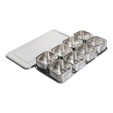 Sturdy Stainless Steel Seasoning Box 6/8 Grids Compartments Easy Extracts Spices Jars For Home Cafes Kitchen Organizers