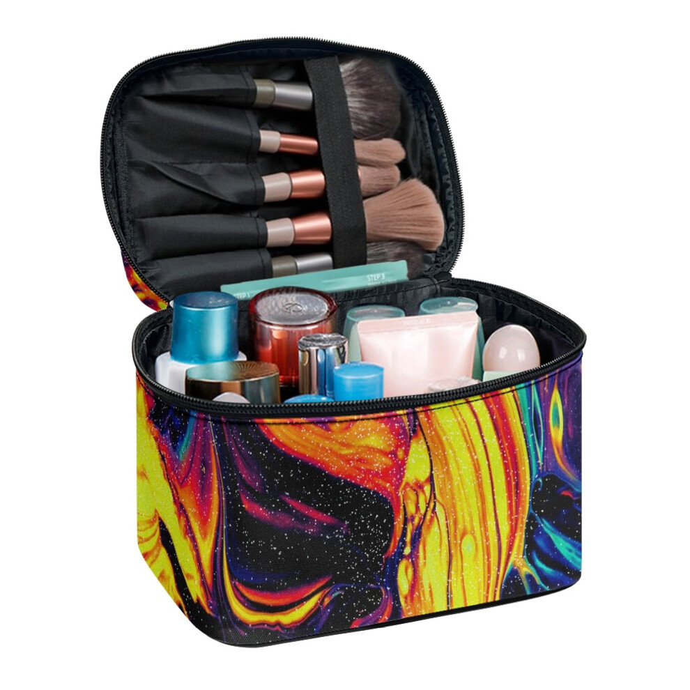 Galaxy Flame Case Multipurpose Cosmetic Bag with Brush Slots Camping Multi-Purpose for Woman Travel & Home