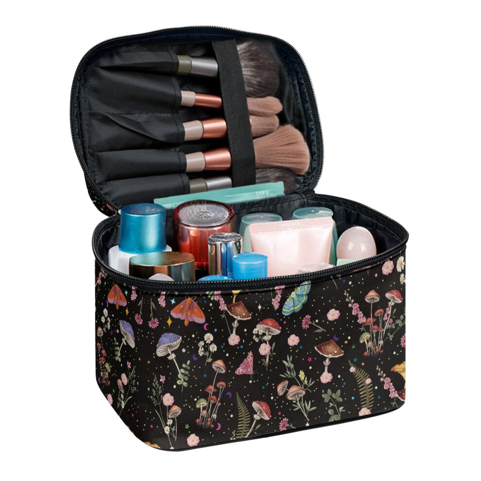 Large Capacity Portable Traveling Makeup Brush Holder Bag Mushrooms Design Light Business Trips