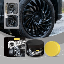 Cera polidora e limpadora de pneus 50g com esponja – para carros, caminhões e motocicletas – compatível com todos os pneus