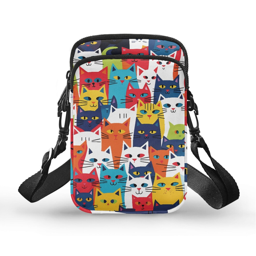 Cat Pattern Double-Layer Polyester Shoulder Bag