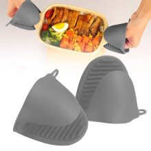 1PCS Silicone Oven Mitts Heat Resistant, Silicone Potholders for Kitchen, Mini Rubber Oven Glove Kitchen Mittens, Cute Cooking Mitts (Grey)