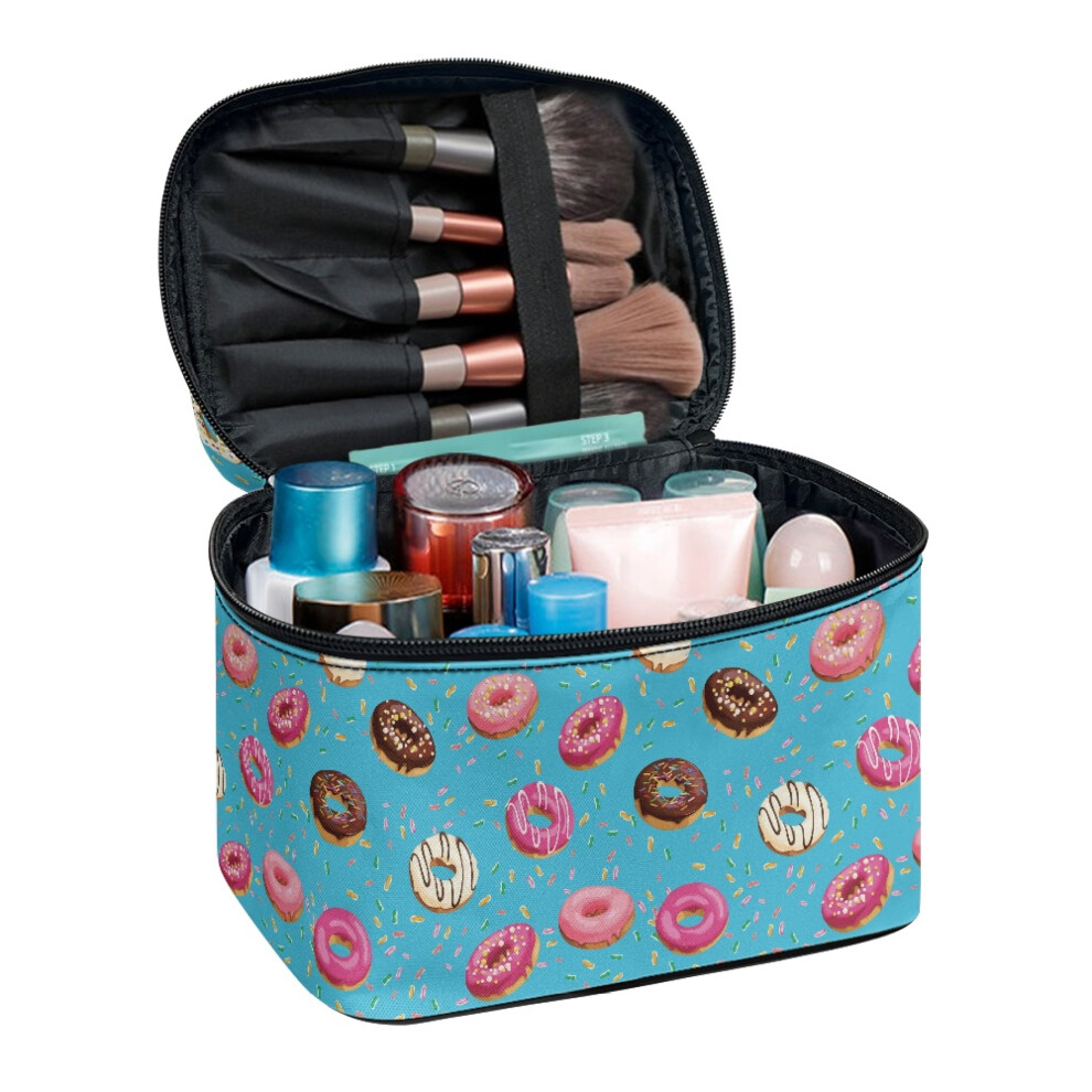 Donut Delight Top-Handle Cosmetic Bag Cosmetic Makeup Bag Storage Pockets Brush Protectors Girlfriend