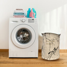 Laundry Basket 15.74x19.68" Cotton Linen Laundry Basket White Dirty Clothes Storage Basket for Blankets Towels Toys Bedroom Dorm(1Pcs)