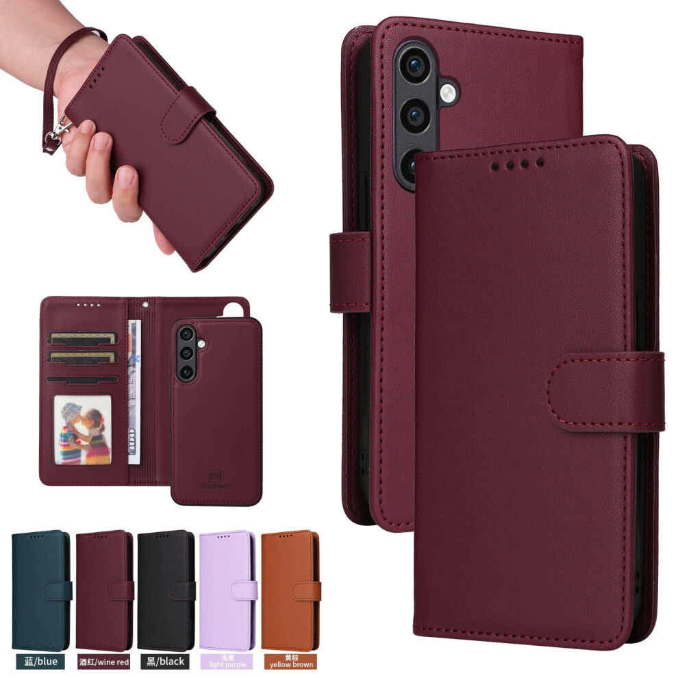 Compatible With Samsung Galaxy S25 Detachable Magnetic Flip Folio Case Â Pu Leather Wallet, Card Holder, Cash Slot, Wristlet, Kickstand, Shockproof, 9028731560373