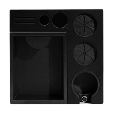 Adjustable Coffee Tamper Dock Station with Detachable Waste Bins and Scratch Resistant Mats for Delicate Workspaces
