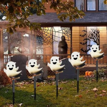 Solar Powered Halloween LED Ground Light, Ghost Lawn Stake, Waterproof Pathway Illumination for Yards, Patios & Gardens – Compatible with Outdoor