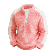 Kids Fleece Hoodie Unisex Pink Patchwork Design