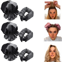 Fer à boucler sans chaleur en satin, lot de 3, pour tous types de cheveux, avec bonnets inclus