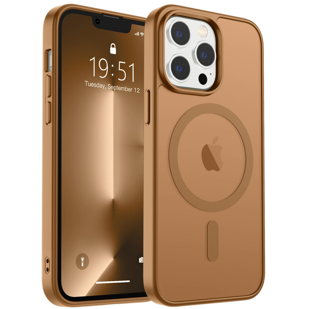Case For Magsafe Iphone 13 Pro, Military Grade Drop Protection, Translucent Matte Shockproof Cover Brown 9771547586456
