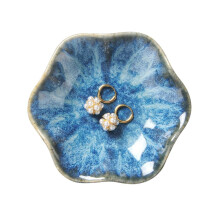 2PCS Lotus Leaf Shape Ring Holder Dish, Small Key Bowl, Ceramic Trinket Tray Jewelry Dish Organizing