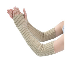 Women's And Winter Knitted Wool Fingerless Warm Pile Pile Sleeve Straight Long Gloves