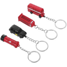 Taxi and Mailbox Keychains Zinc Alloy 4 Pcs